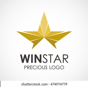 Win Of Precious Star Logo Design Vector Template And Abstract Gold Business Symbol Of Company Identity Logotype Concept Icon.