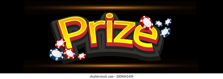 Win prize in gambling game purple background vector banner. Winning money congratulations illustration for casino or online games.Chips and dice explosion