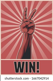Win Protest Poster, Propaganda Placard Style 