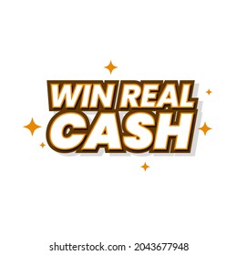 Win Real Cash Digital Money Text Web Banner Design Vector