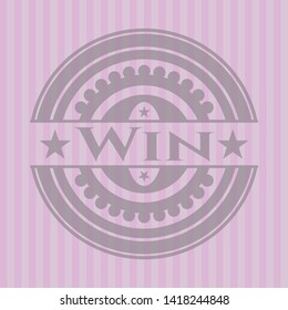 Win realistic pink emblem. Vector Illustration. Detailed.