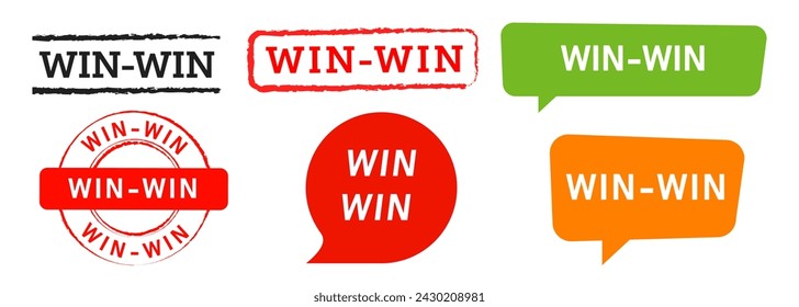 win win rectangle circle stamp and speech bubble label sticker symbol design element