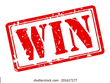 Win red stamp text on white