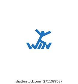 Diseño de logotipo de letras de hombre corredor Win.