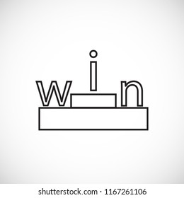 Win sign with colour confetti. Vector paper illustration.
