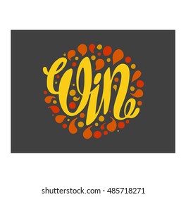 Win sign with colour confetti vector cards illustration