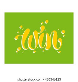 Win sign with colour confetti vector cards illustration