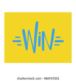 Win sign with colour confetti vector cards illustration