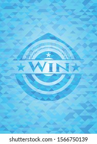 Win sky blue emblem with mosaic ecological style background