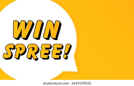 Win Spree speech bubble. Bold outline, comic style shape, vibrant background, dialog element, visual communication, announcement layout, message highlight, template for interaction.