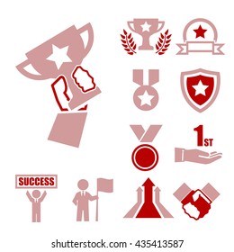 win, success, honor icon set