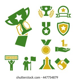 win, success, honor icon set