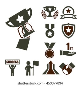 win, success, honor icon set