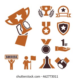 win, success, honor icon set