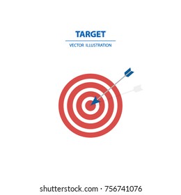 Win a target goal. Business concept of achievement, success and ambition. Vector illustration.