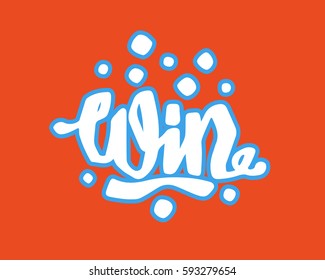 Win text sign test success message contest promotion banner competition and award lucky lottery word modern reward gamble champion vector illustration.