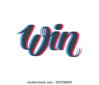 Win text sign test success message contest promotion banner competition and award lucky lottery word modern reward gamble champion vector illustration.