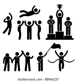 Win Winner Loser Glory Celebration Champion Success Victory Icon Symbol Sign Pictogram