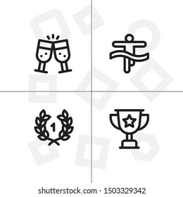 Win, winner, victory lineal icon set