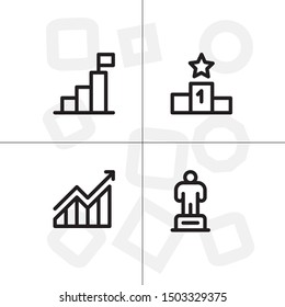 Win, winner, victory lineal icon set