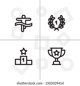 Win, winner, victory lineal icon set