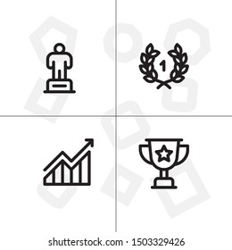 Win, winner, victory lineal icon set
