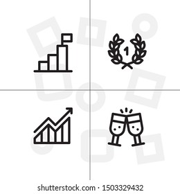 Win, winner, victory lineal icon set
