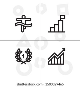 Win, winner, victory lineal icon set