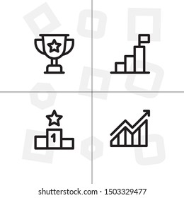 Win, winner, victory lineal icon set