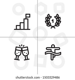 Win, winner, victory lineal icon set