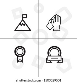 Win, winner, victory lineal icon set