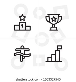 Win, winner, victory lineal icon set