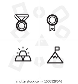 Win, winner, victory lineal icon set