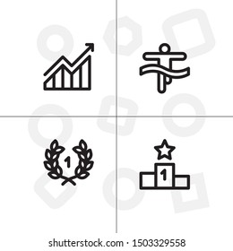 Win, winner, victory lineal icon set