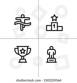 Win, winner, victory lineal icon set