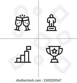 Win, winner, victory lineal icon set