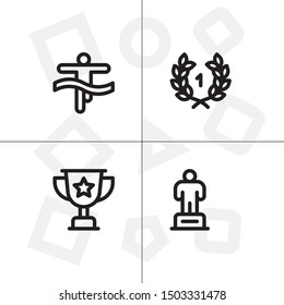 Win, winner, victory lineal icon set