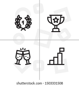 Win, winner, victory lineal icon set