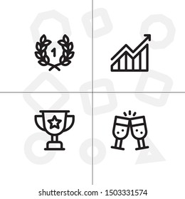 Win, winner, victory lineal icon set