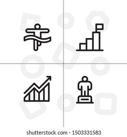 Win, winner, victory lineal icon set
