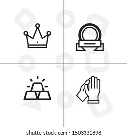 Win, winner, victory lineal icon set