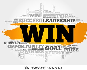 WIN word cloud collage, business concept background
