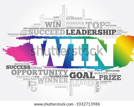 Win word cloud collage, business concept background