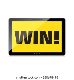 Win word display on High-quality tablet screen.