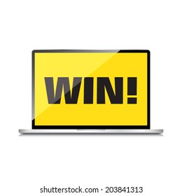 Win word display on High-quality laptop screen.