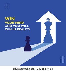 Win you Mind, Creative Concept, Inspirational, Business Growth, Skill Development, Employee Motivational Vector Design Post