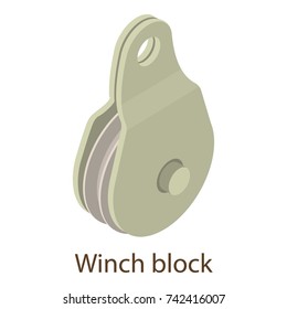 Winch block icon. Isometric illustration of winch block vector icon for web