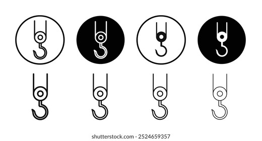 Icono de gancho de cabrestante Colección de Vector de contorno delgado plano