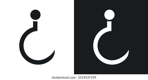 Winch hook icon icons in black and white filled style