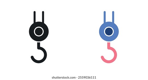 Winch hook icons in black and colored version